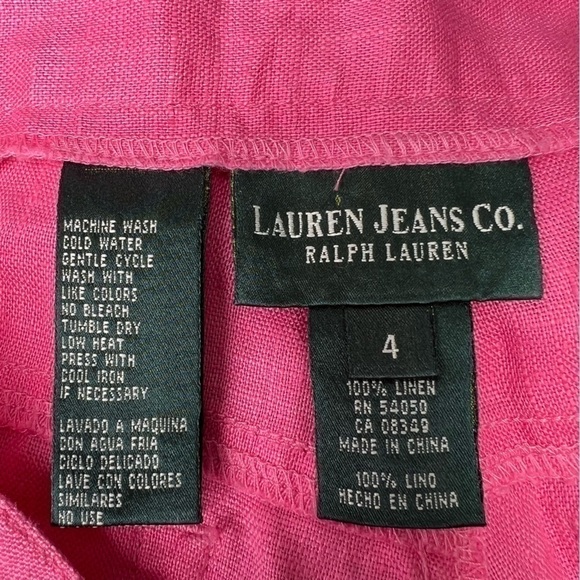 Ralph Lauren Jeans Pink Linen Pants Trousers Womens US 4 Excellent Balletcore - Picture 8 of 8